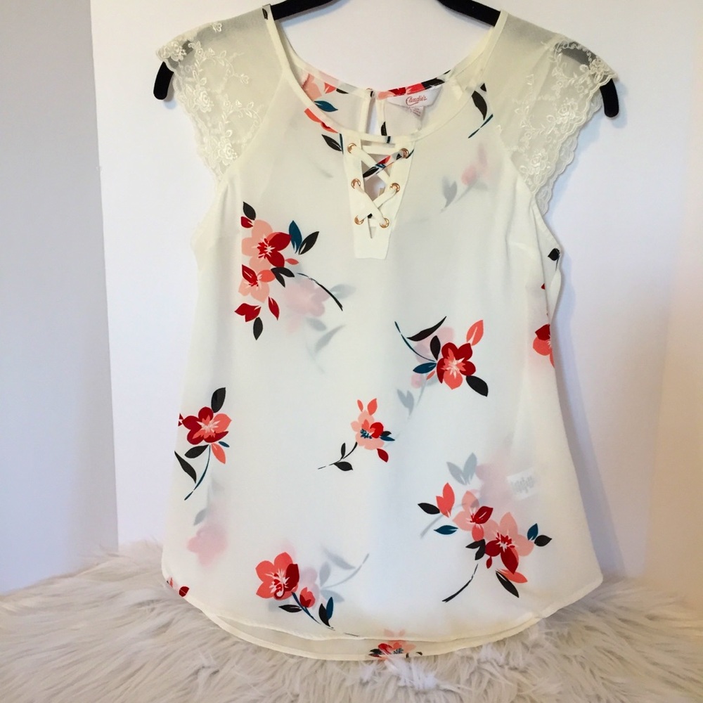 3/$21, Candie’s Lace Up Shoulder Top
